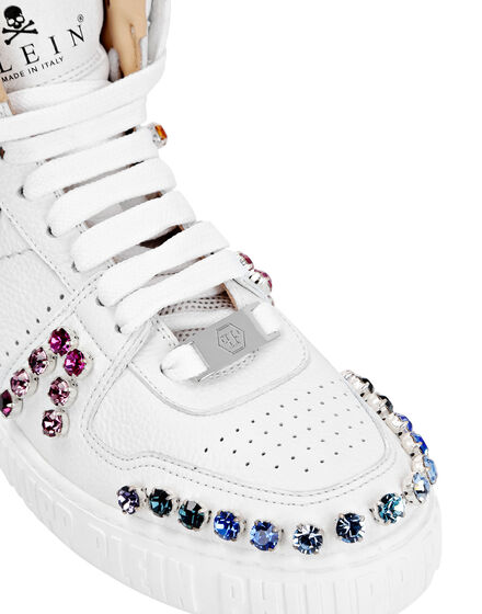 Leather Hi-Top Sneakers Crystal