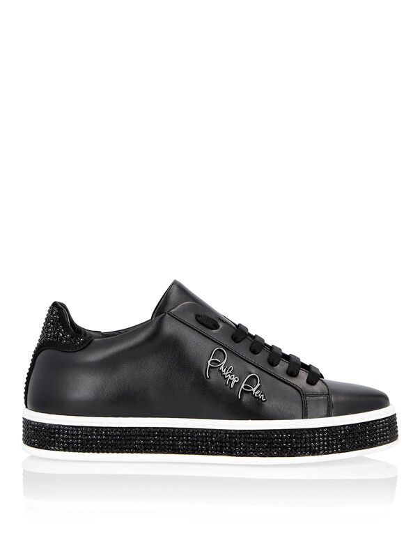 Leather Lo-Top Sneakers Crystal
