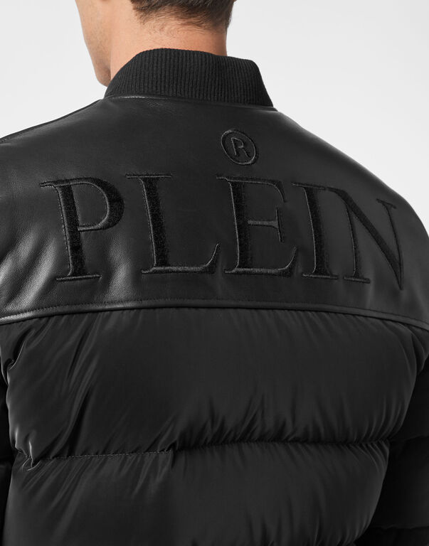 Leather Bomber nylon sleeves Philipp Plein TM