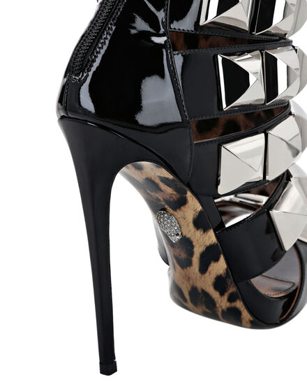 Patent Leather Sandals High Heels Studs