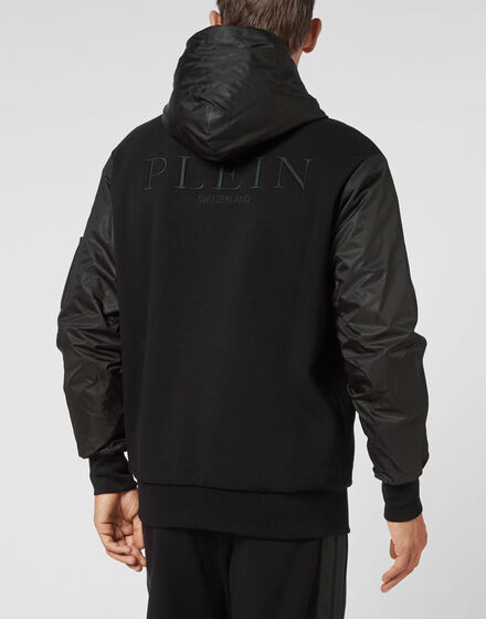 Hoodie Sweatjacket Full Zip Nylon Insert Iconic Plein