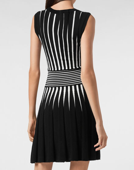 Knit Dress Intarsia Stripes