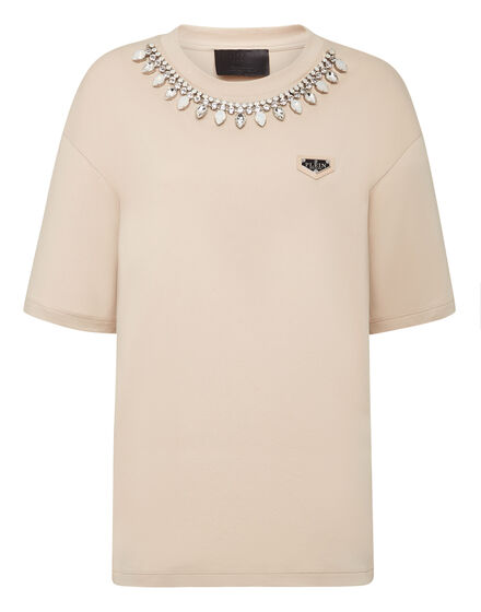 T-shirt Round Neck SS Crystal Chain