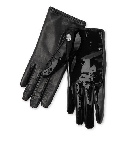 Mixed Leather Mid-Gloves Crystal Skull