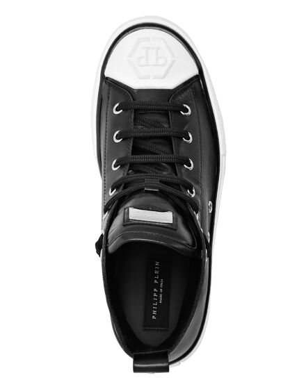 Laminated Leather Hi-Top Sneakers Megastar