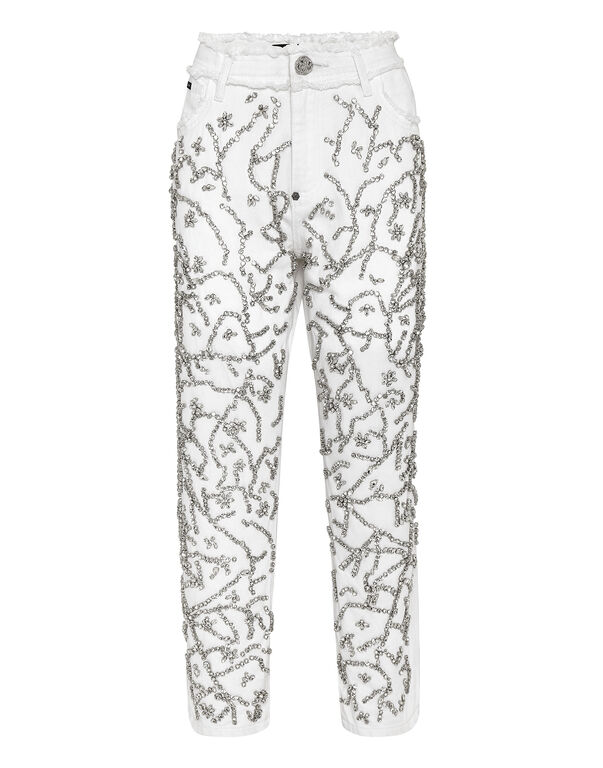 Denim Trousers Mom Fit Crystal
