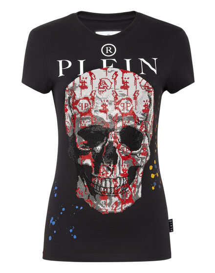 T-shirt Sexy Pure fit Skull and Plein with Crystals