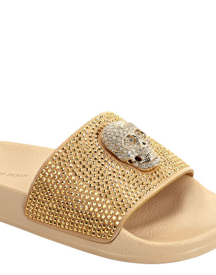 Sandals Flat Skull with Crystals