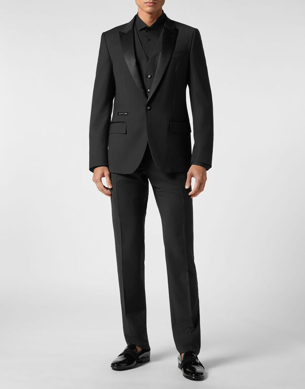 Light Wool Tuxedo Suit: Blazer/Gilet/Trousers