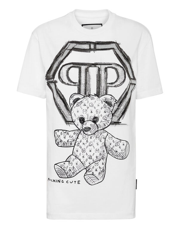 T-shirt Round Neck SS Man Fit Teddy Bear with Crystals