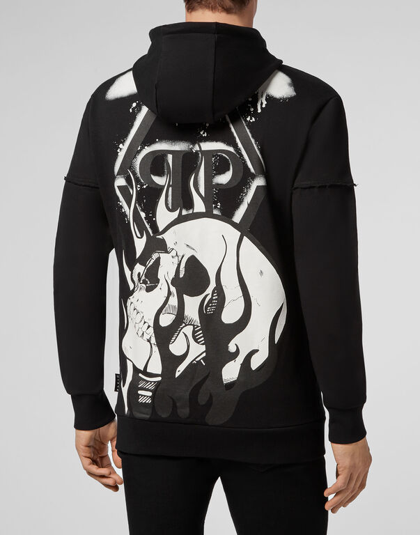 Hoodie sweatshirt Skull on fire