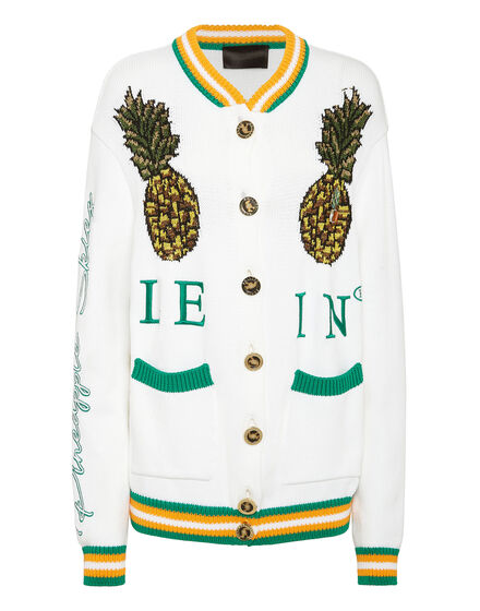 Knit Embroidery Jacket Pineapple Skies