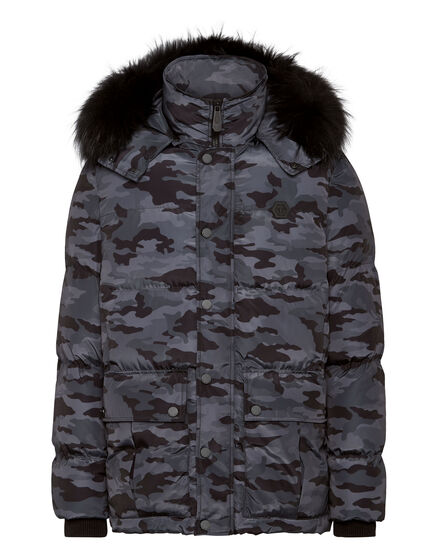 Nylon Parka with Fur Camouflage