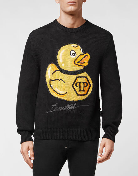 Wool Blend  Pullover Hand Made Embroidery PP Duck