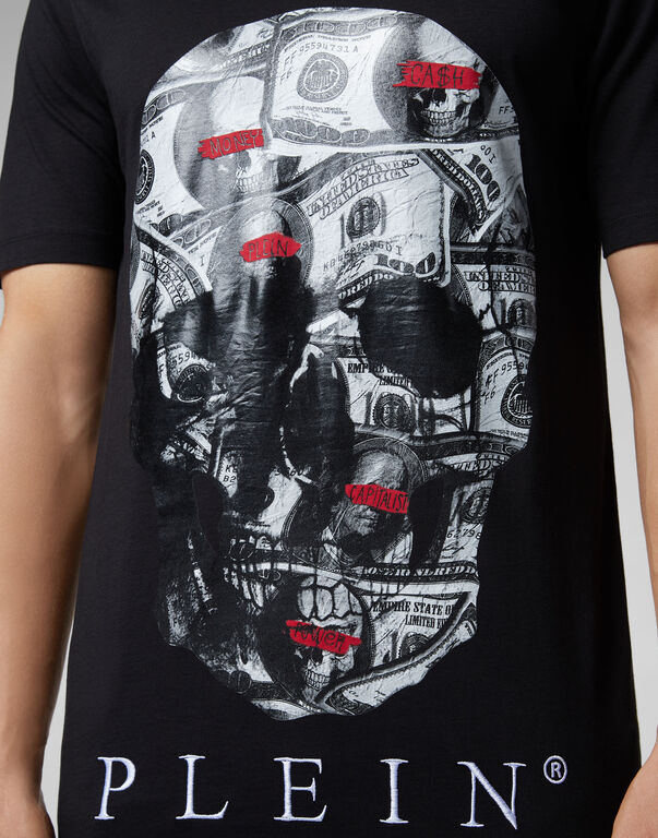 T-shirt Black Cut V-Neck Dollar