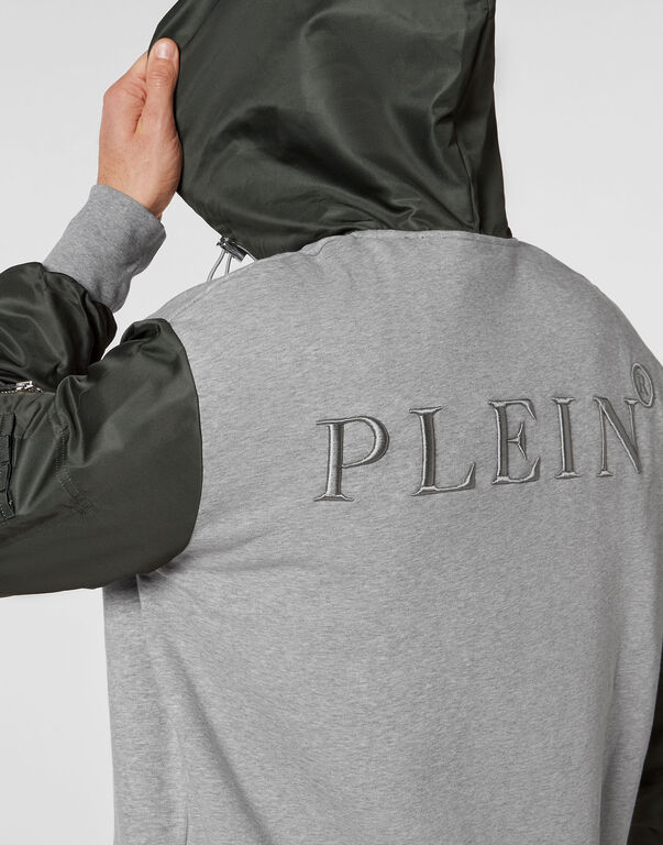 Hoodie Sweatjacket Nylon inserts Iconic Plein