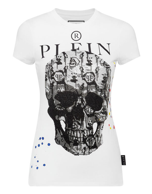 T-shirt Sexy Pure fit Skull and Plein with Crystals
