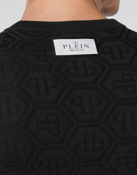 Silk/Wool Pullover LS Monogram