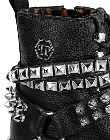 Leather Boots Studs Hexagon