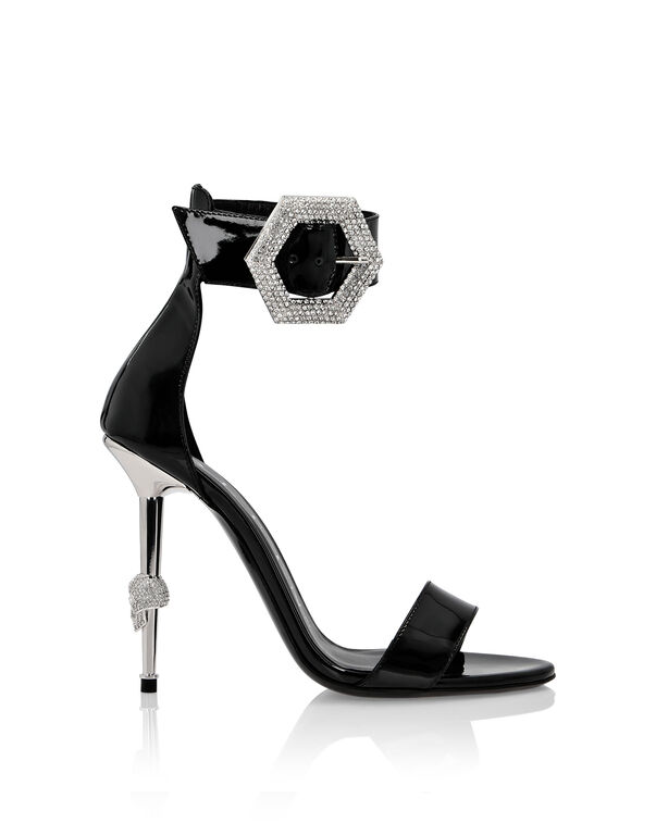Patent Leather Sandals High Heels Crystal