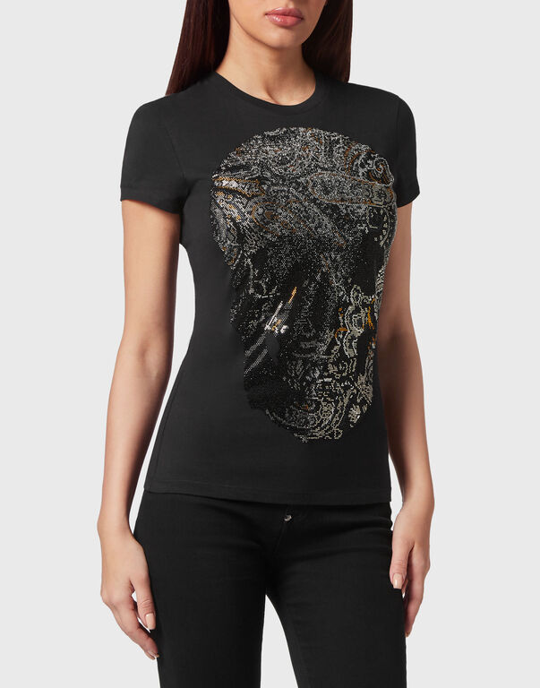 T-shirt Round Neck Sexy Pure Fit Paisley Skull