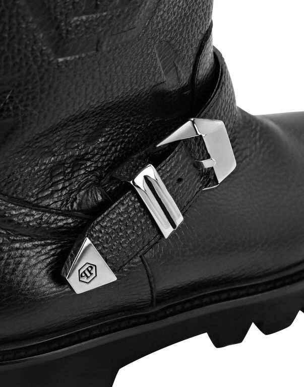 Leather Boots Lo-Heels Mid Biker Monogram