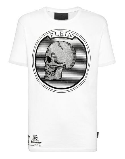 T-shirt Round Neck SS Outline Skull crystal