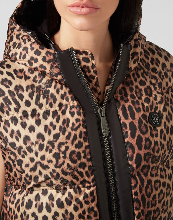 Puffer Short Vest Leopard