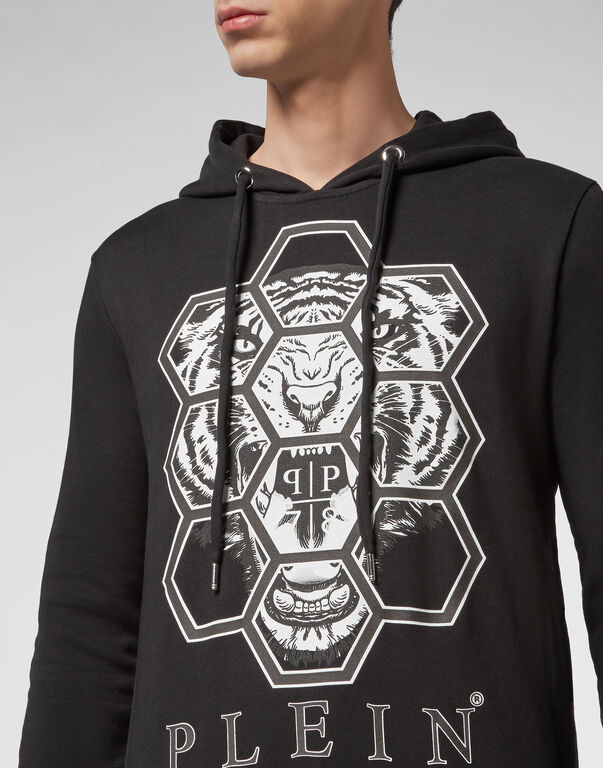 Hoodie sweatshirt Hexagon tiger