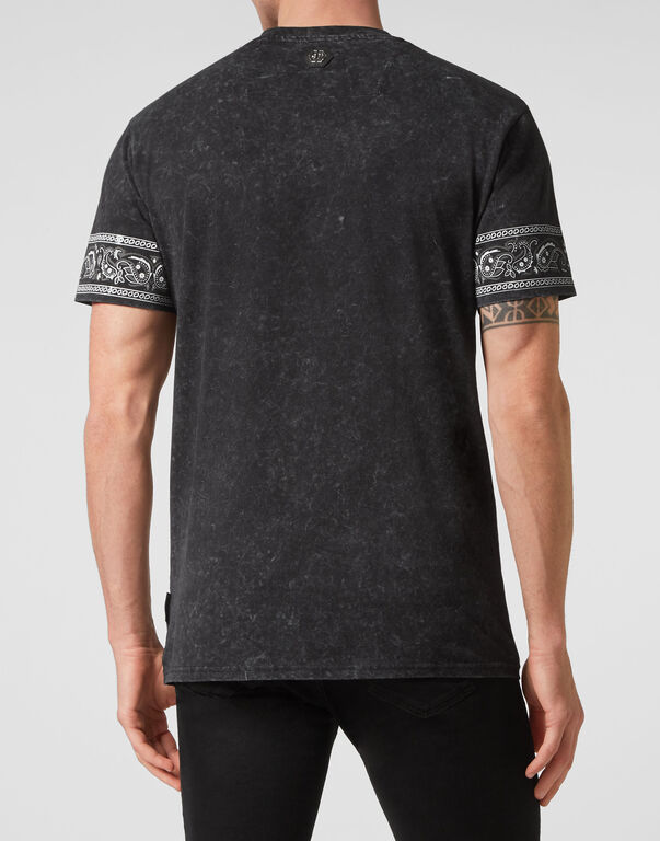 Washed T-shirt Round Neck SS Paisley Strass