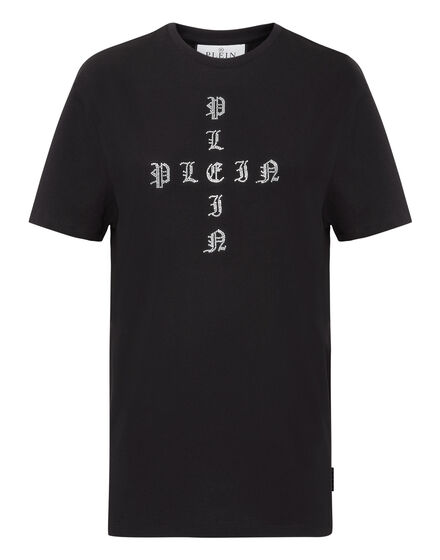 T-shirt Round Neck SS Man Fit Gothic Plein with Crystals