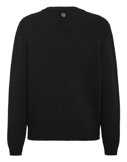 Wool Cotton Pullover Round Neck LS Tattoo Patches