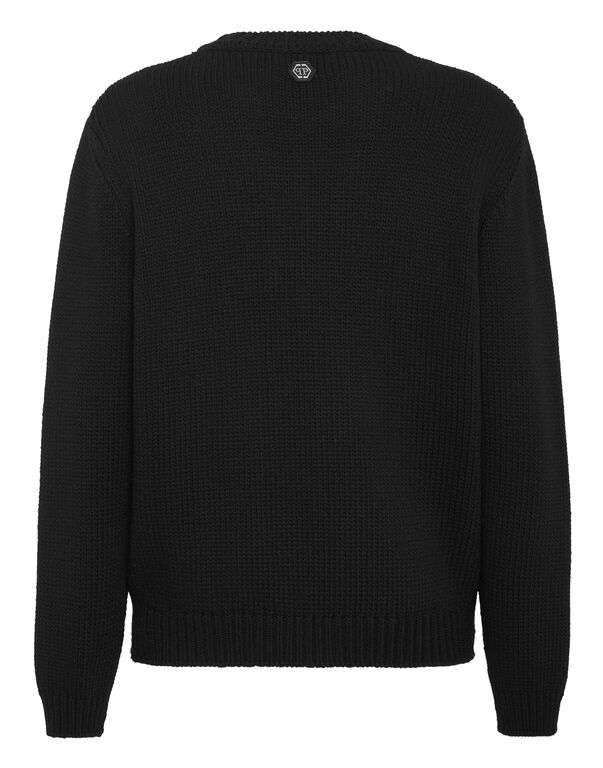 Wool Cotton Pullover Round Neck LS Tattoo Patches