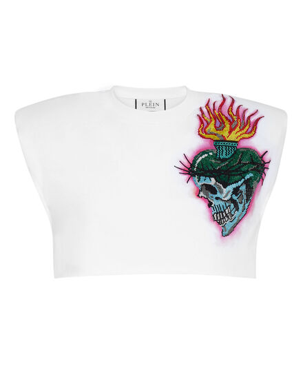 Shoulder Pads Cropped Top Love Tattoo