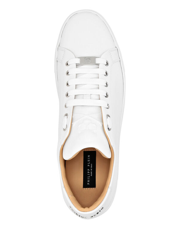 Leather Lo-Top Sneakers Skull and Plein