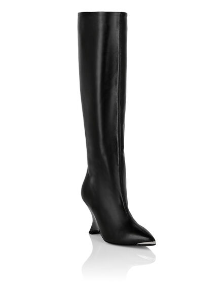 Patent Leather High Wedges Boots