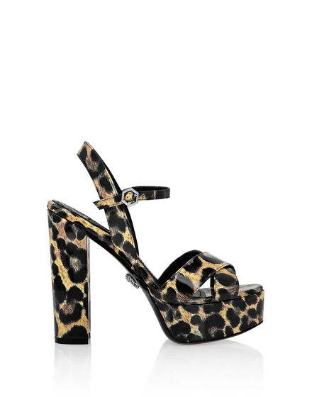 Patent leather Sandals High Heels Leopard