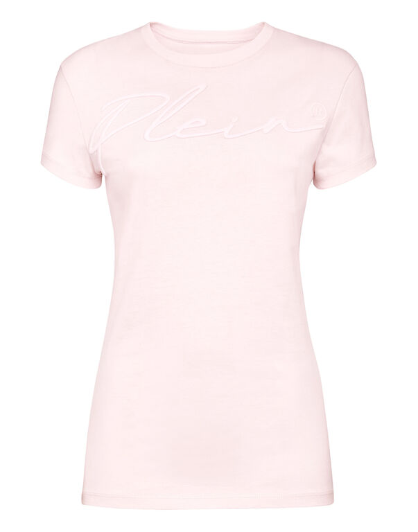 Satin T-shirt Round Neck SS Embroidery Signature