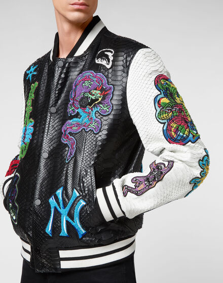Python Leather College Bomber Tattoo Patches