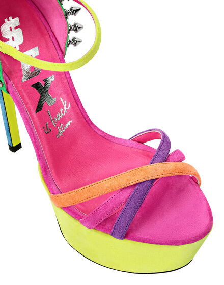 Suede Sandals High Heels Colorfull