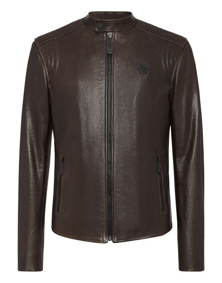 Padded Leather Biker Jacket