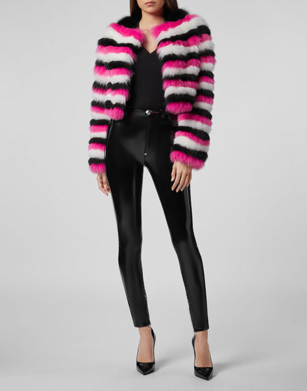 Fur Coat Short Stripes