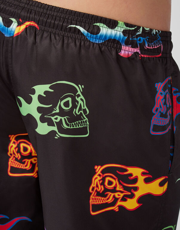 Beachwear Short Trousers Skull on fire
