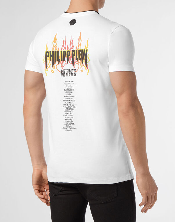 T-shirt Gold Cut Round Neck Flame