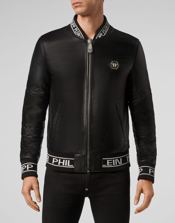 Leather Bomber Slim Cut Embroidery 3D PP1978