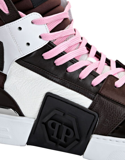 Leather Hi-Top Sneakers Mix Leather Hexagon