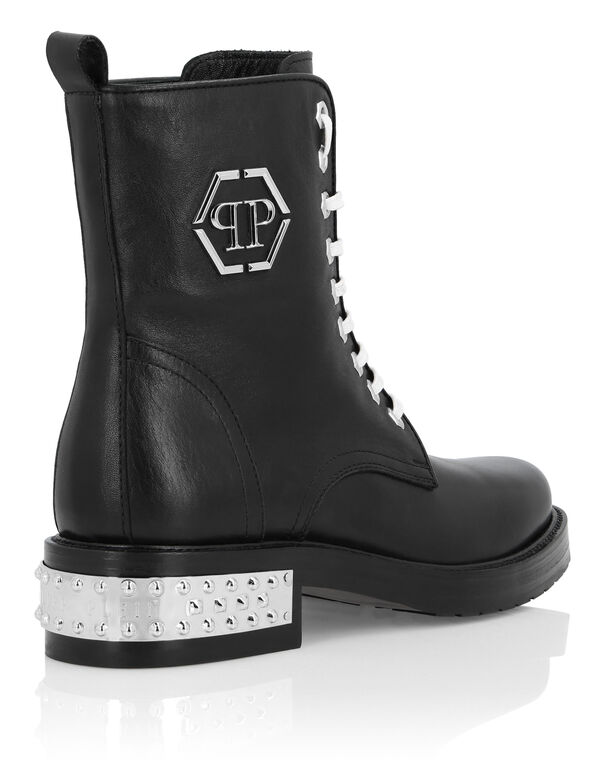 Leather Boots Low Flat Studs