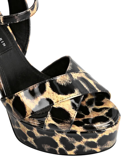 Patent leather Sandals High Heels Leopard