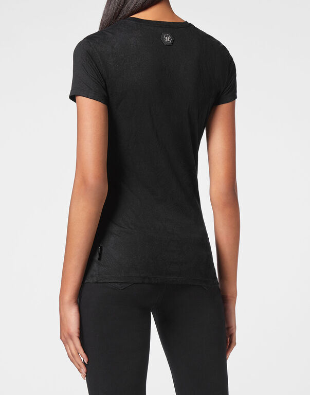 T-shirt Round Neck SS Sexy Pure Fit with Crystals