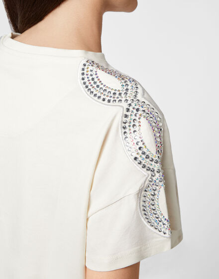 T-shirt Crop Round Neck SS Crystal Cable